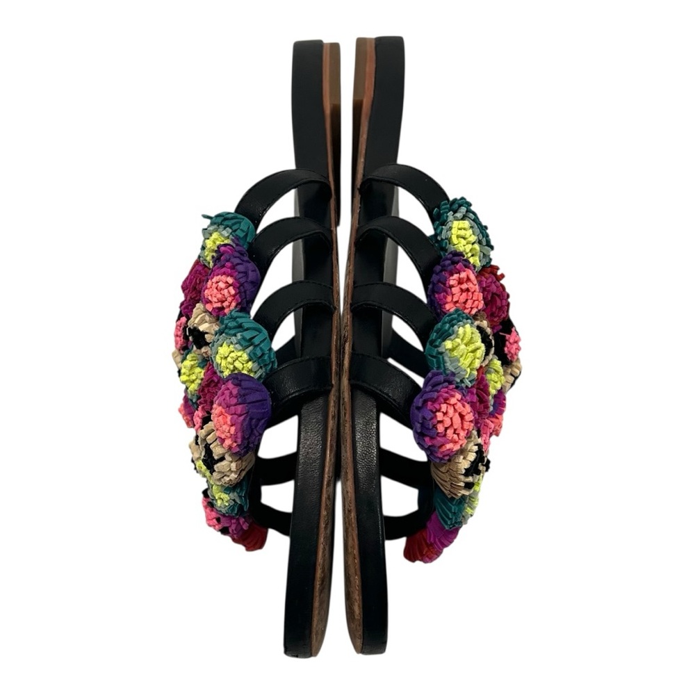Loeffler Randal Sal PomPom Slide Multicolor Leather Casual Sandals Womens 9.5 - Picture 11 of 15